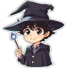 Enchanted Character with Wizard Hat and Magical Wand in Fantasy Style
