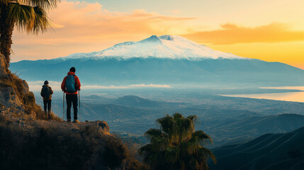 Fototapeta premium AI image generator of Rock climber successfully climbs mountains and cliffs, cliffs, sea views, lakes