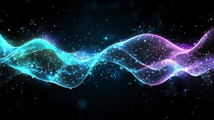 Abstract Waves of Light in Vibrant Colors Creating a Dynamic Cosmic Atmosphere