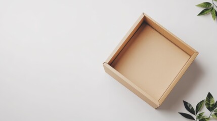 Intricate closeup view of an open cardboard box on a clean white background for creative exploration