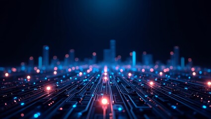 Obraz premium Futuristic Cityscape: A Digital Metropolis Illuminated