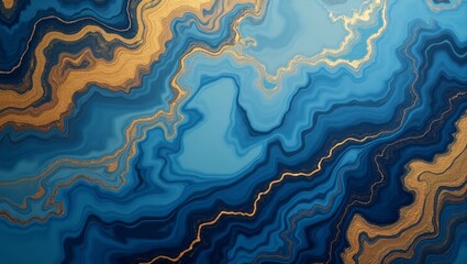 Fototapeta premium Abstract Blue and Gold Marble Texture: A Luxurious Digital Art
