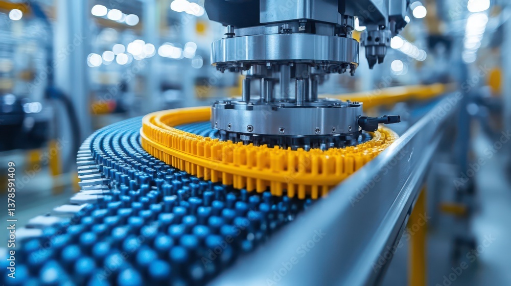 Poster automated industrial robotic arm precision in a modern factory environment