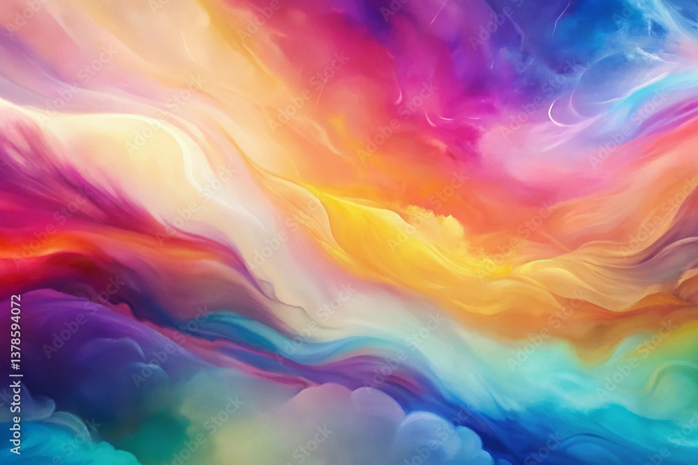 Poster vibrant abstract gradient with smooth, blended hues creating a soft, dreamy, and colorful visual eff