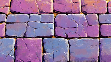 Abstract Stone Brick Wall Texture with Colorful Geometric Pixel Art Pattern Background