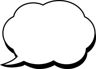 シンプルな影付きの雲形のふきだし