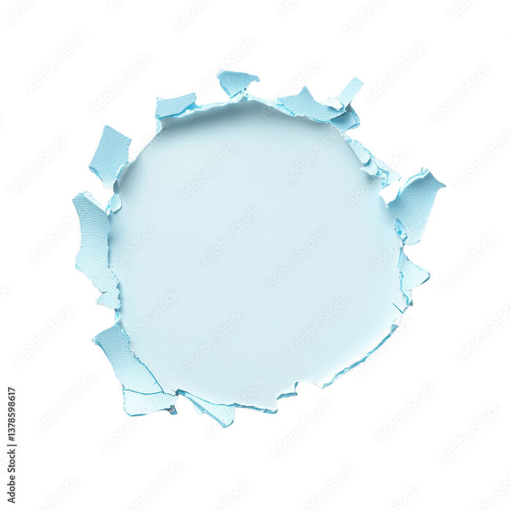 Poster a torn paper hole with jagged edges reveals blank space, creating dynamic and intriguing visual effe