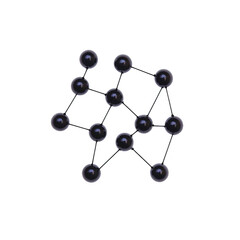 Obraz premium A 3D molecular structure model with interconnected spheres represents chemical compound, showcasing its atomic arrangement. spheres are connected by lines, indicating bonds