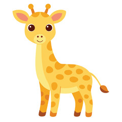 Cute Cartoon Giraffe With Big Eyes on a Transparent Background, Animal