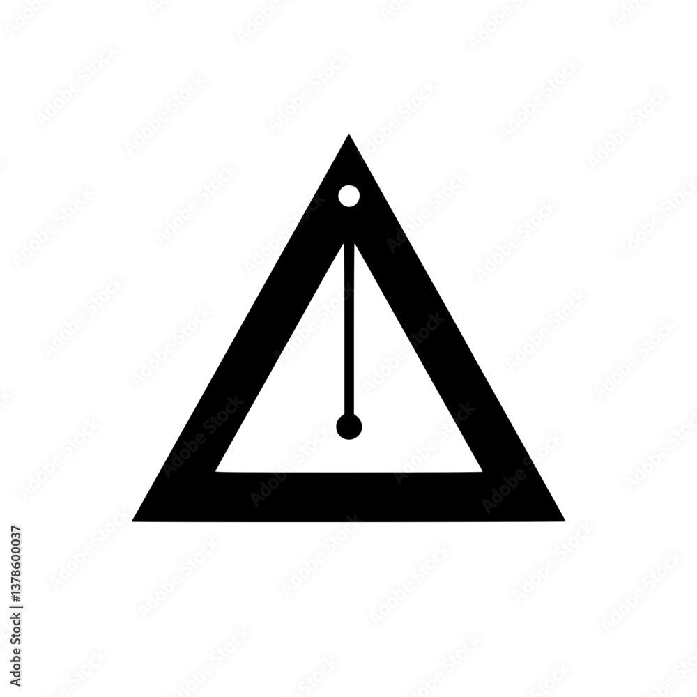 Poster a triangle with a vertical line dropping from the top to a sphere inside there's a small circle abov