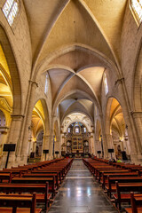 Fototapeta premium Interior of the Valencia Cathedral Roof and Arches, Spain