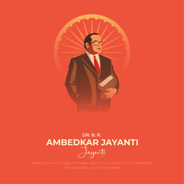 Happy Dr. Ambedkar Jayanti post and greeting card, birthday celebration of Dr. Bhimrao Ambedkar Vector illustration, 14th April.