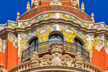 Obraz premium Exterior Details of the Bank of Valencia, Spain