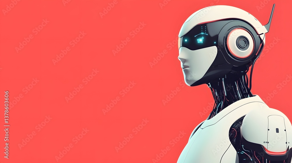 Aufkleber digital assistant processes futuristic robotic chatbot data, flat design