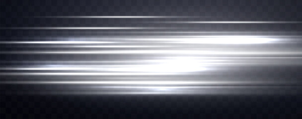 Fototapeta premium Speed rays, light neon flow, zoom in motion effect, silver glow speed lines, colorful light trails, stripes. Abstract background, vector illustration.