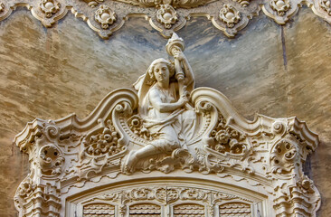 View of the facade, Balcony, and Art Details on the National Museum of Ceramics, Valencia
