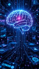 Obraz premium AI Technology Series 1 : AI Brain Intelligence (Future intelligent Interface)