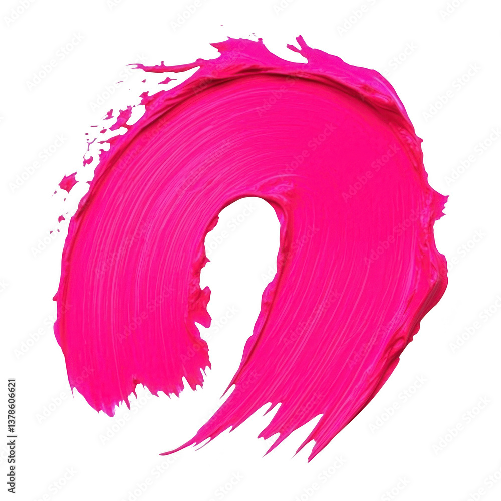 Poster a this features vibrant pink brushstroke with dynamic, swirling shape, showcasing texture and artist