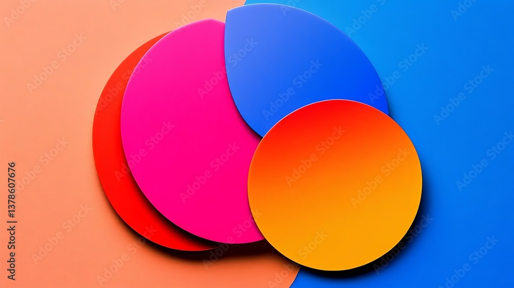Poster colorful abstract design featuring overlapping circles and varied color gradients