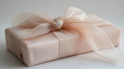 Elegant Blush Pink Gift Box With Sheer Ribbon