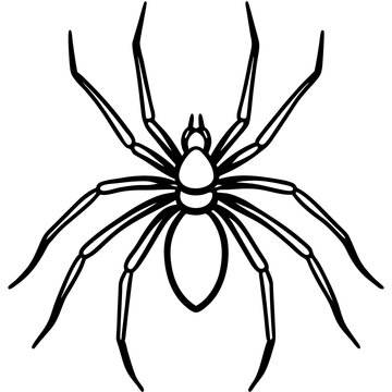 black spider outline drawing clip art preview
