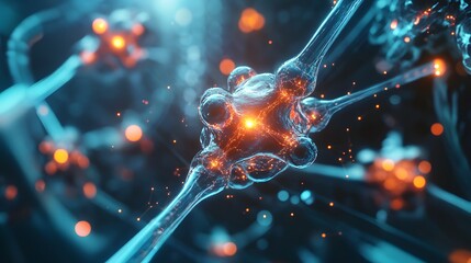 Glowing molecular particles in a dynamic, futuristic energy field