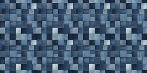 Elegant blue tile pattern featuring a seamless design with varied textures in a modern style. denim pattern