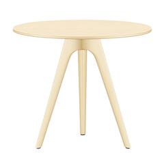 A modern, minimalist round table with smooth wooden surface and three sleek legs, perfect for contemporary interiors. light wood finish adds touch of elegance and simplicity