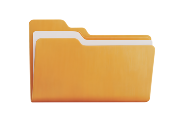 A Detailed Look at a Classic Orange File Folder Icon isolated on transparent background, cutout