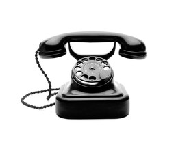 Altes W&auml;hlscheibentelefon aus Bakelit auf weissem hintergrund