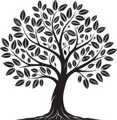 Obraz premium vector tree silhouette, tree vector illustration, tree vector isolated on white background