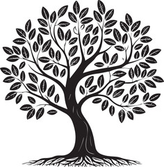 vector tree silhouette, tree vector illustration, tree vector isolated on white background