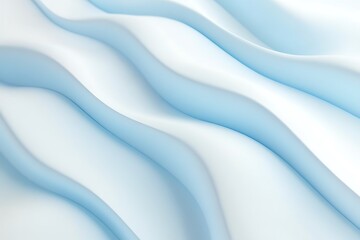 Obraz premium Soft pastel blue wavy lines flowing smoothly on a crisp white backdrop.
