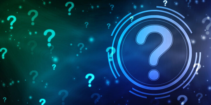 2d illustration question mark icon on futuristic technology background, Concept of thinking, creative brain, Technology abstract background