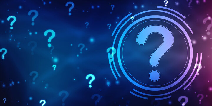 2d illustration question mark icon on futuristic technology background, Concept of thinking, creative brain, Technology abstract background