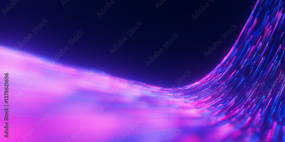 Poster closeup of bigdata light speed flow. abstract digital data stream of quantum computing. cyberspace o
