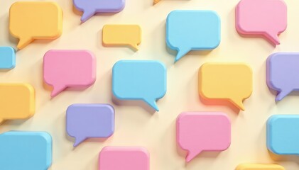 Subtle pastel speech bubble pattern, repeating design, delicate, peaceful, design