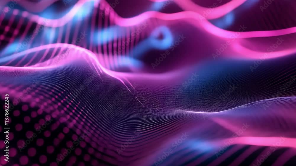Poster dynamic abstract background vibrant pink and blue waves creating energy and movement in digital desi