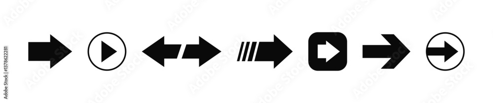 Aufkleber collection of various pointing arrow icons in bold black color. arrows pointers in different configu
