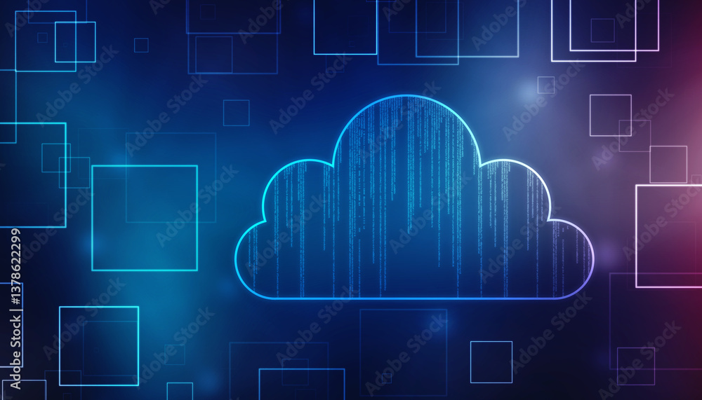 Poster 2d illustration of cloud computing, cloud computing concept, cloud computing concept. abstract cloud