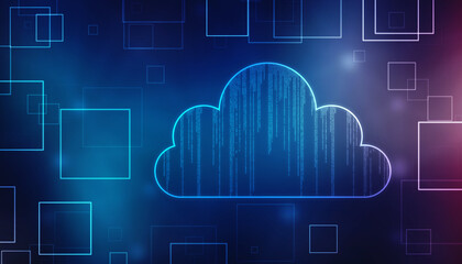 2d illustration of Cloud computing, Cloud Computing Concept, Cloud computing concept. Abstract cloud connection technology background, internet data storage, database and mobile server concept