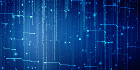 Binary Code Background, Internet Data, Big data communication background, Digital Abstract technology background, flowing number one and zero text in binary code format in technology background.