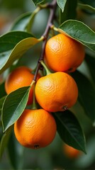 Abundant Harvest of Bright Orange Fruits on a Tree Branch with Greenery