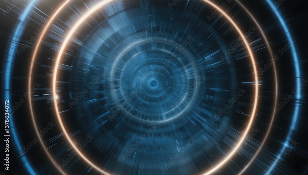 Poster dynamic circular motion animation virtual environment digital content futuristic concept abstract vi