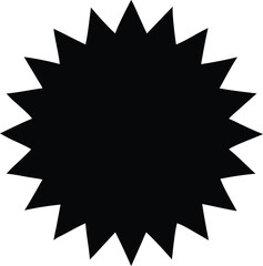 Black Burst Shape Design Element on Transparent Background, Starburst Geometric