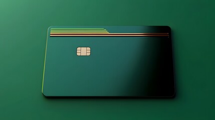 Green Digital Payment Card with NFC Waves for Contactless Transaction, 3D