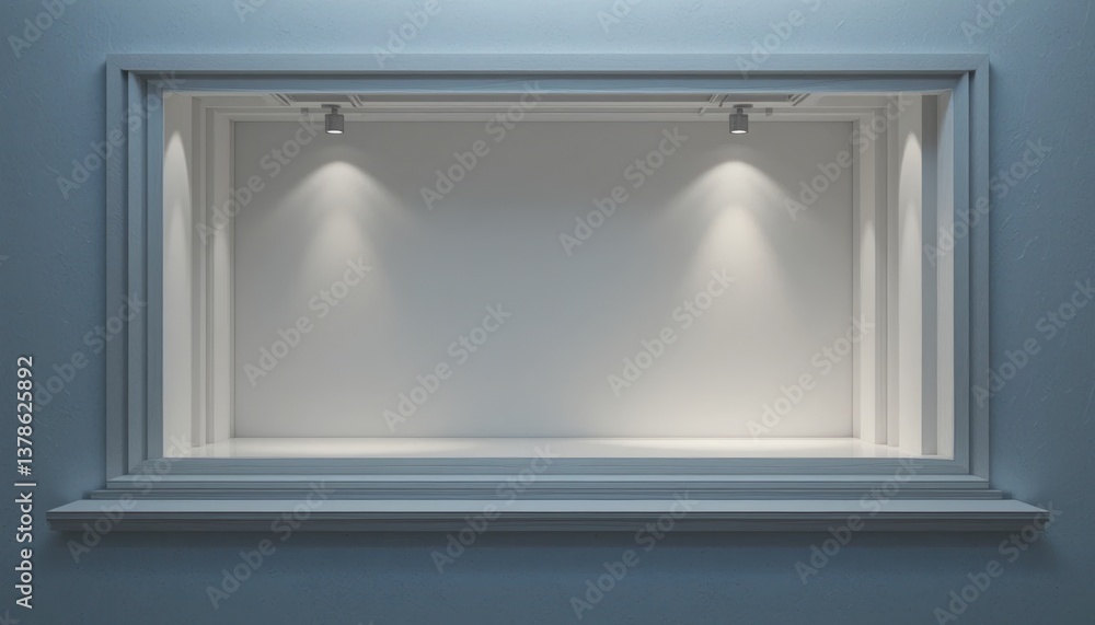 Aufkleber illuminated art display showcase modern gallery image presentation clean environment eye-level view 