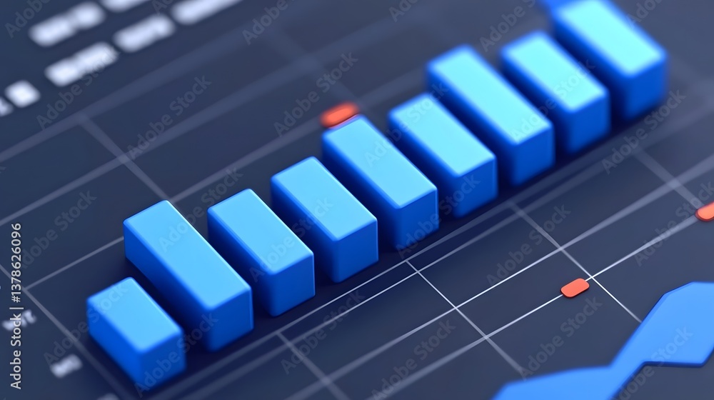 Poster business finance dashboard with bar charts and data visualization 3d