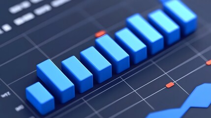 Business Finance Dashboard with Bar Charts and Data Visualization 3D