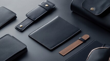 Dark Blue Textured Leather Goods Collection